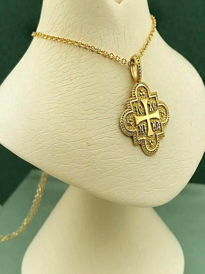 SOLID PLAIN GOLD HIGH SMOOTH FINISH 18K PURE GOLD CROSS PENDANT