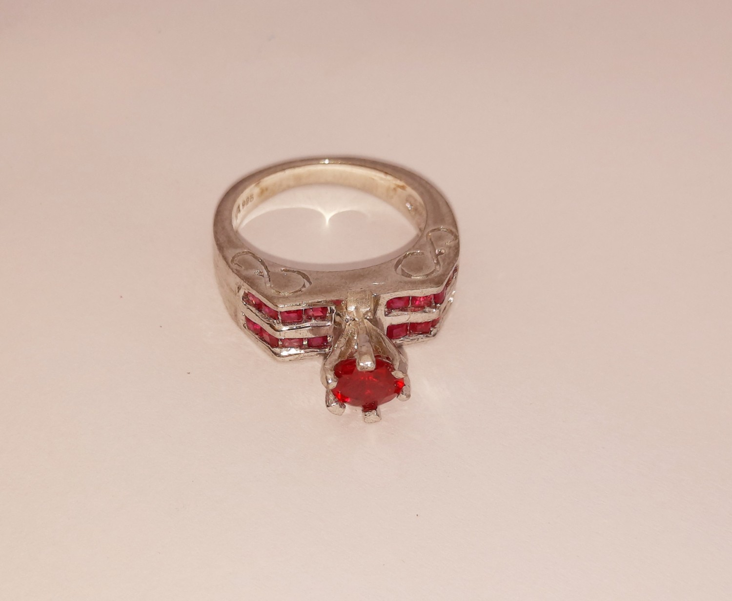 Red Stone Silver Ring