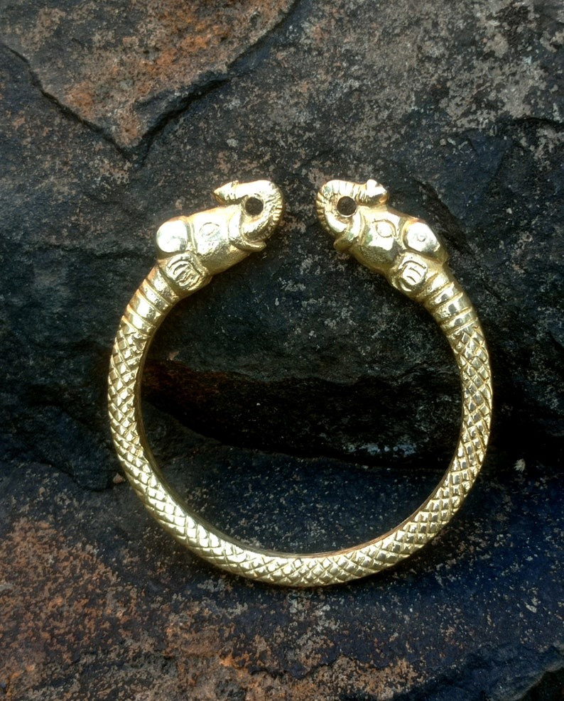 Gold bangle with sale elephant head