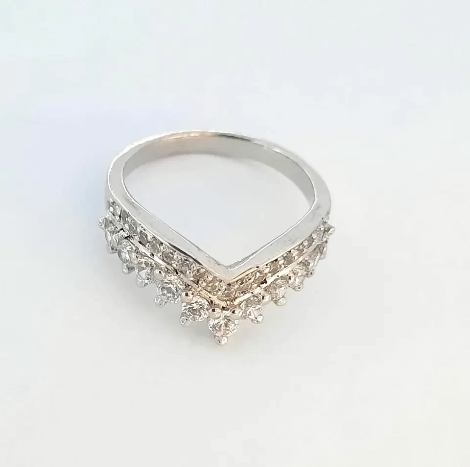 STERLING SILVER  CROWN  RING WITH WHITE  STONE