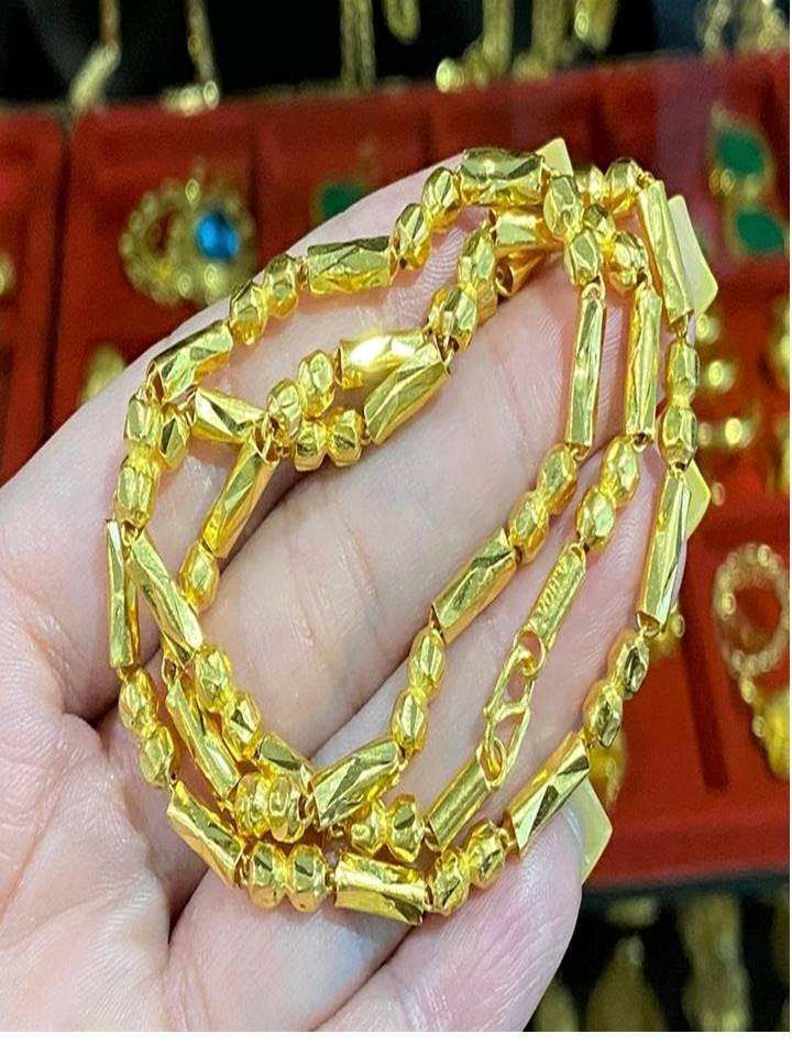 18k 22k PURE GOLD BAMBOO BALLS LINK HAND MADE GOLD CHAIN INDIA