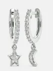 STERLING SILVER  STAR MOON CHARMS HANGING EARING
