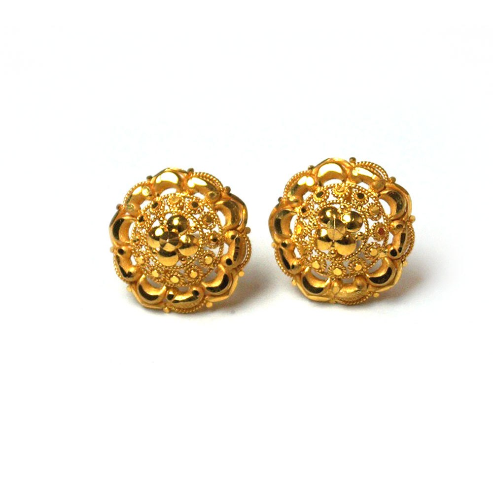 Vintage Antique Solid 22 Carat Gold Stud Earring Pair Tamil Nadu South  India - Etsy Israel